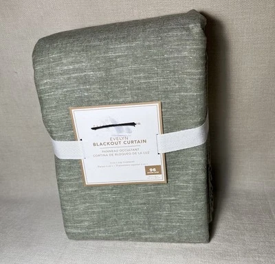 Pottery Barn Teen Evelyn Linen Blackout Curtain 54x96 Sage Green - Image 1 of 2
