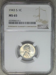 1943-S Lincoln Steel Cent NGC MS65 Beautiful colour, PPQ New Holder #P196Z - Picture 1 of 4