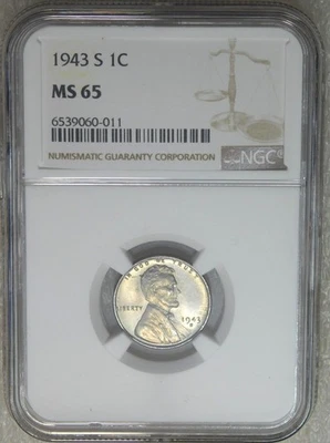 1943-S Lincoln Steel Cent NGC MS65 Beautiful colour, PPQ New Holder #P196Z - Image 1 of 4
