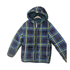 Hanna Andersson 130 cm US 8 Reversible Puffer Jacket Unisex Blue Plaid $140 - Picture 1 of 12