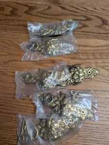 6 Vintage Gothic Demon Pressed Brass Drawer Pull Lot 5" w 3" Holes NO PULL READ - Picture 1 of 6