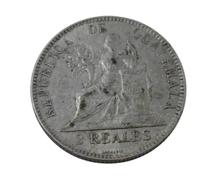 Guatemala 1895 Silver 2 Reales Coin - Picture 1 of 6