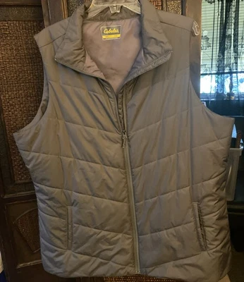 Cabela's Thinsulate Quilted Full Zip Grey Puffer Vest Mens Sz 2XL Outdoor - Image 1 of 4