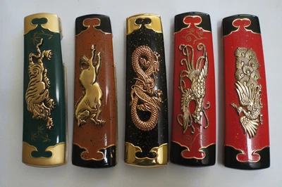 Franklin Mint Knives, Folding Tanto Lot 5, dragon,tiger,pony,peacock,firebird - Image 1 of 4
