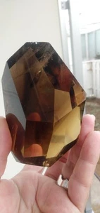 L4" W2" Huge Natural Citrine & Smoky Quartz Bicolor Rough Cut Loose Stone Brown - Picture 1 of 20