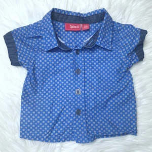 SPROUT - Size 000 (0-3m) baby boy's blue circle print short sleeve shirt - Picture 1 of 3
