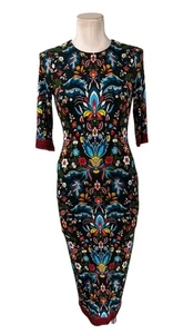 NWT Alice + Olivia Dress Santa Monica Delora Crew Neck Midi Bodycon Size 8 - Picture 1 of 11