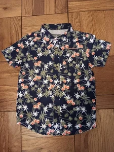 Eddie Bauer Boys Kids Size 5 Button Down Hawaiian Shirt Floral Tropical - Picture 1 of 5