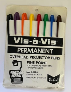 Vintage 8er Pack Sanford Vis-A-Vis Permanent Overhead Projektor Stifte Nr. 02178 - Bild 1 von 4
