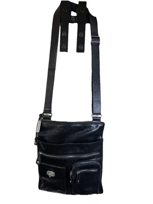 Bolso Bandolera Organizador Multi Compartimento Piel Serpiente Imitación Cuero Negro Brighton Foto 1 de 4