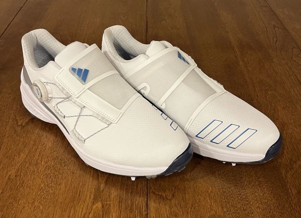 Zapatos de golf Adidas ZG23 BOA Lightstrike para hombre 9,5 blanco azul sin usar Foto 1 de 4