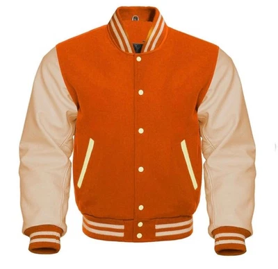 High Quality  Letterman Wool & Cowhide Leather Sleeves  Bomber  Varsity Jacket - Image 1 of 4