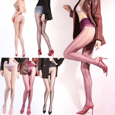 5D Ultra Sheer High-waisted Pantyhose Electric Wave Pattern Oily Stocking Tights - Image 1 of 4