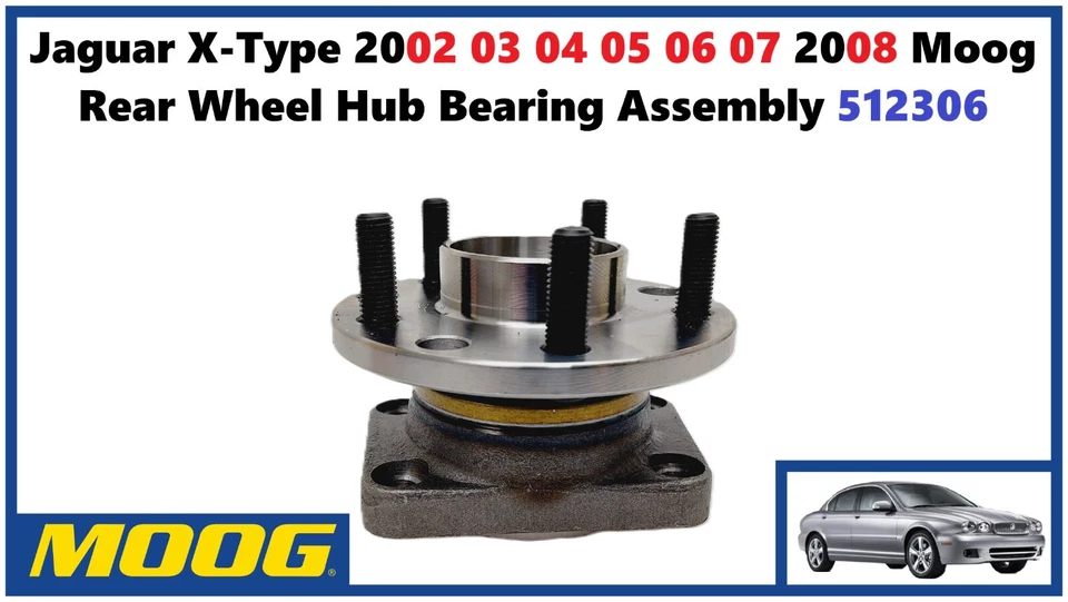 Jaguar X-Type 2002 03 04 05 06 07 08 Moog conjunto de rolamento de cubo de roda traseira 512306 - Imagem 1 de 4
