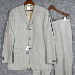 NWT! Rene Lezard Loro Piana Suit Sz 40R 34W Wool Silk Herringbone Lightweight - Picture 1 of 22