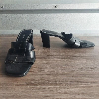 Tacones para mujer Liz Claiborne de cuero negro con puntera cuadrada - talla 6,5 M Foto 1 de 4