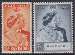 BARBADOS - 1948 'BODA DE PLATA' Set SG 265/66 MLH Cv £17 [F0071] - Imagen 1 de 2