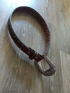 N4439608 Nocona Floral Pierced Turquoise Underlay Girls Belt  - Picture 1 of 7
