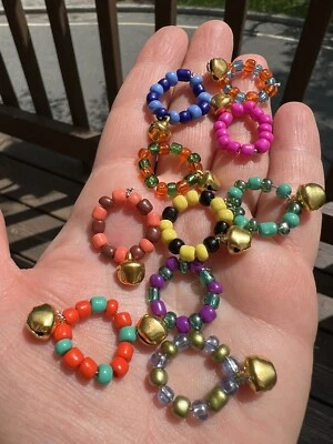 FIT FLY Pigeon Rings Leg Bands Parrot Birds Handmade with Bell Colorful Beads 15 Rings