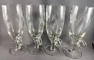 4 calici da bar cordiali caffè irlandesi cristallo manico piedistallo inciso grano - Foto 1 di 7