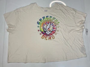 Grateful Dead Skull Graphic T-shirt Women 4X Ivory Short Sleeve Music NWT - Picture 1 of 8