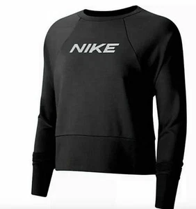 Nike Get Fit Fleece Training Crop Crew Women Medium Black DB4624-010 - Picture 1 of 4