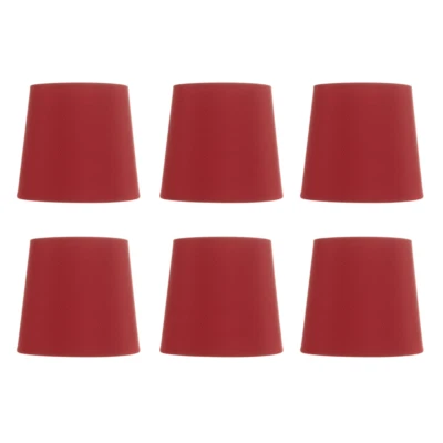 Red Four Inch Tapered Drum Clip on Chandelier Lampshades (Set of Six) - Image 1 of 4