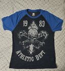 Route 66, Blue And Black 1989 Athletic Dept. Short Sleeve T-Shirt, Size Large