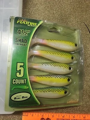 4-1/2" Shad Swimbait 5 Count Cabela's FLATTIRE - looks,feels Real deal - Image 1 of 2