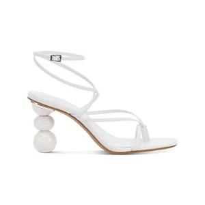 INC Women's Lilliana Heel Buckle Sandal Strappy Stacked Sphere White Size 9.5 M - Picture 1 of 3