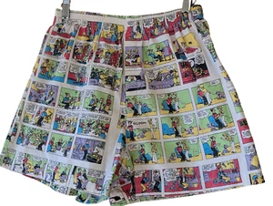 Vintage 80's Comic Strip Pattern Shorts Mens Small 26" Waist Cotton VG Condition - Picture 1 of 7