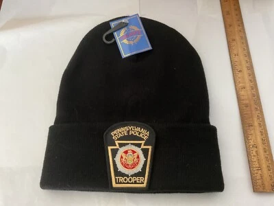 Parche de sombrero coleccionable de policía estatal de Pensilvania cosido en gorra de reloj negra Foto 1 de 4