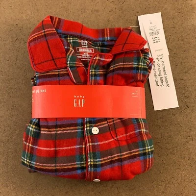 Baby Gap Toddler Girl Size 4 Red Holiday Plaid Flannel 2 Piece Pajama Set NWT - Image 1 of 4