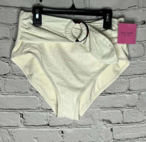 Kate Spade New York High Waisted Swim Bikini Bottoms Ivory Sz Large NWT - Picture 1 of 11