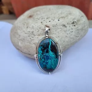 Unikat Chrysokoll Edelstein Anhänger 925 Sterling Silber schönes Geschenk PG4708 - Bild 1 von 4
