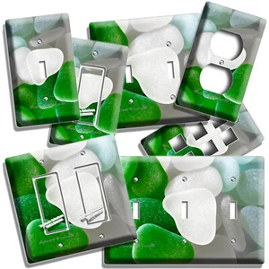 SEA GLASS LIGHT SWITCH OUTLET PLATE ROOM TROPICAL BEACH HOUSE NEW BATHROOM DECOR - Picture 1 of 33