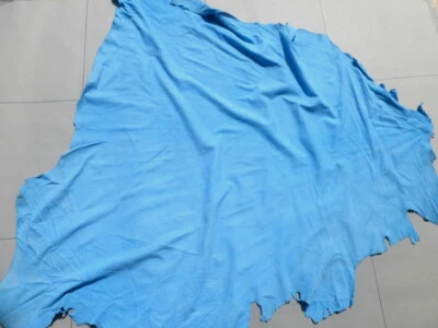 lambskin Suede leather hide Bright Turquoise butter soft drapey - Image 1 of 4