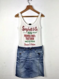 Y2K Vintage Dolce Gabbana cotton denim dress spaghetti Co Size 42 DG Luxury - Picture 1 of 10