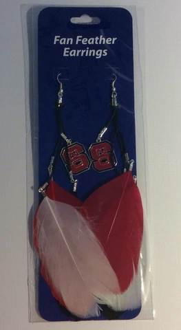 NCAA NC STATE WOLFPACK Jewelry Earrings Team Color Dangle Feather Sports Novelty Cover