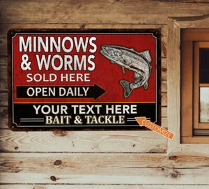 Custom Bait & Tackle Sign Fish Man Cave Lake House Decor Gift Dad 108122002080 - Picture 1 of 7