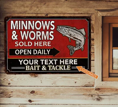 Custom Bait & Tackle Sign Fish Man Cave Lake House Decor Gift Dad 108122002080 - Image 1 of 4