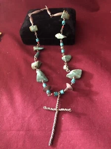 Turquoise Silver Navajo Necklace Vintage - Picture 1 of 5