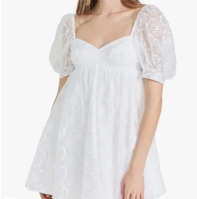 Amanda Uprichard Candia White Eyelet Dress Bridal Shower Graduation Size M - Image 1 of 4