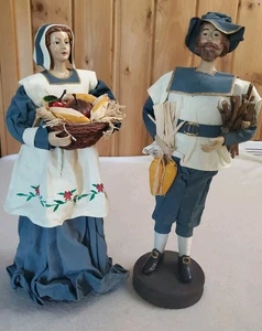 SILVERSTRI PILGRIM Man Woman FIGURES SET 2 PAPER MACHE THANKSGIVING HOLIDAY 15" - Picture 1 of 6