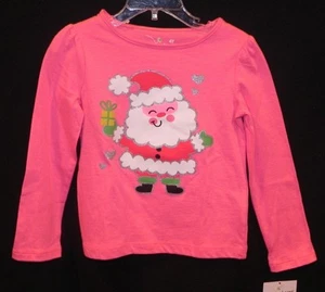 NWT - Toddler Girl's Jolly Santa Glittery Tee from Jumping Beans - Pink - Sz 4T - Picture 1 of 1