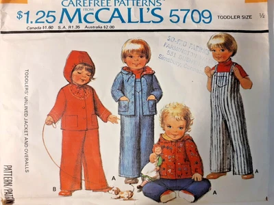 McCall's 5709 Coat Jacket Bib Overalls Sewing Pattern Toddler Boys 6M 1/2 Cut - Image 1 of 4