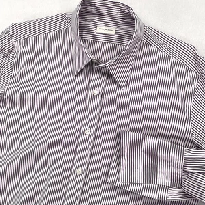 Dries Van Noten Shirt Mens 50 EU Large XL Purple White Striped French Cuff Italy - Picture 1 of 16