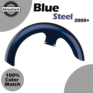 Se adapta a 09+ Harley Advanblack AZUL ACERO 21" Reveal Wrapper Hugger guardabarros delantero - Imagen 1 de 9