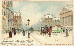 Belgien Brüssel Bruxelles Anspach Sous La Neige Künstler signiert F.ranot B40 - Bild 1 von 2