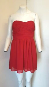 Gorgeous Red Strapless Ruched Boned Chiffon Lined Dress by Rare ~ Size 12 ~ NEW! - Picture 1 of 6